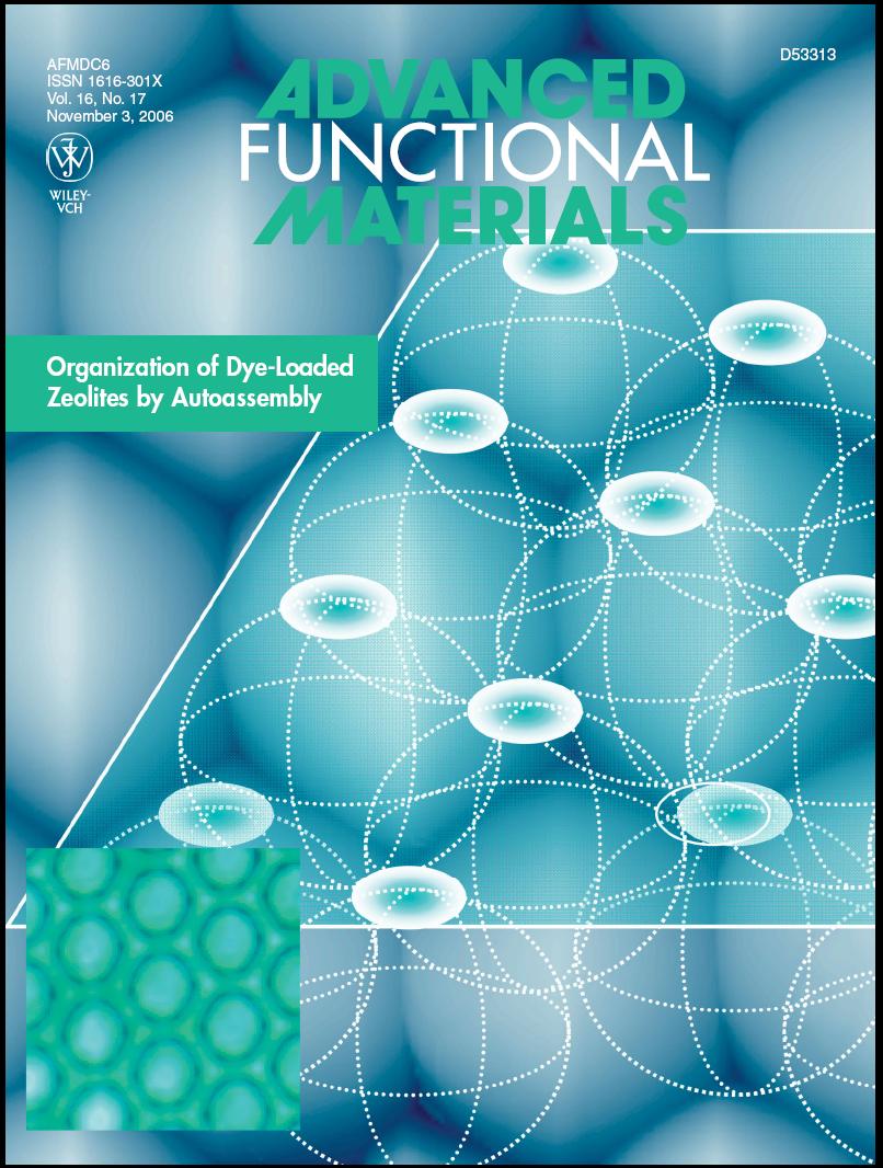 Hexagonal Network Organization of Dye-loaded Zeolite L Crystals by Surface Tension Driven Auto-assembly
Sami Yunus, Fabrizio Spano,  Alberto Bolognesi, Chiara Botta, Greta Patrinoiu,Dominik Brhwiler, Arantzazu Zabala Ruiz, Gion Calzaferri
Adv. Func. Mater, 16, 2006, 2213-2217. 	