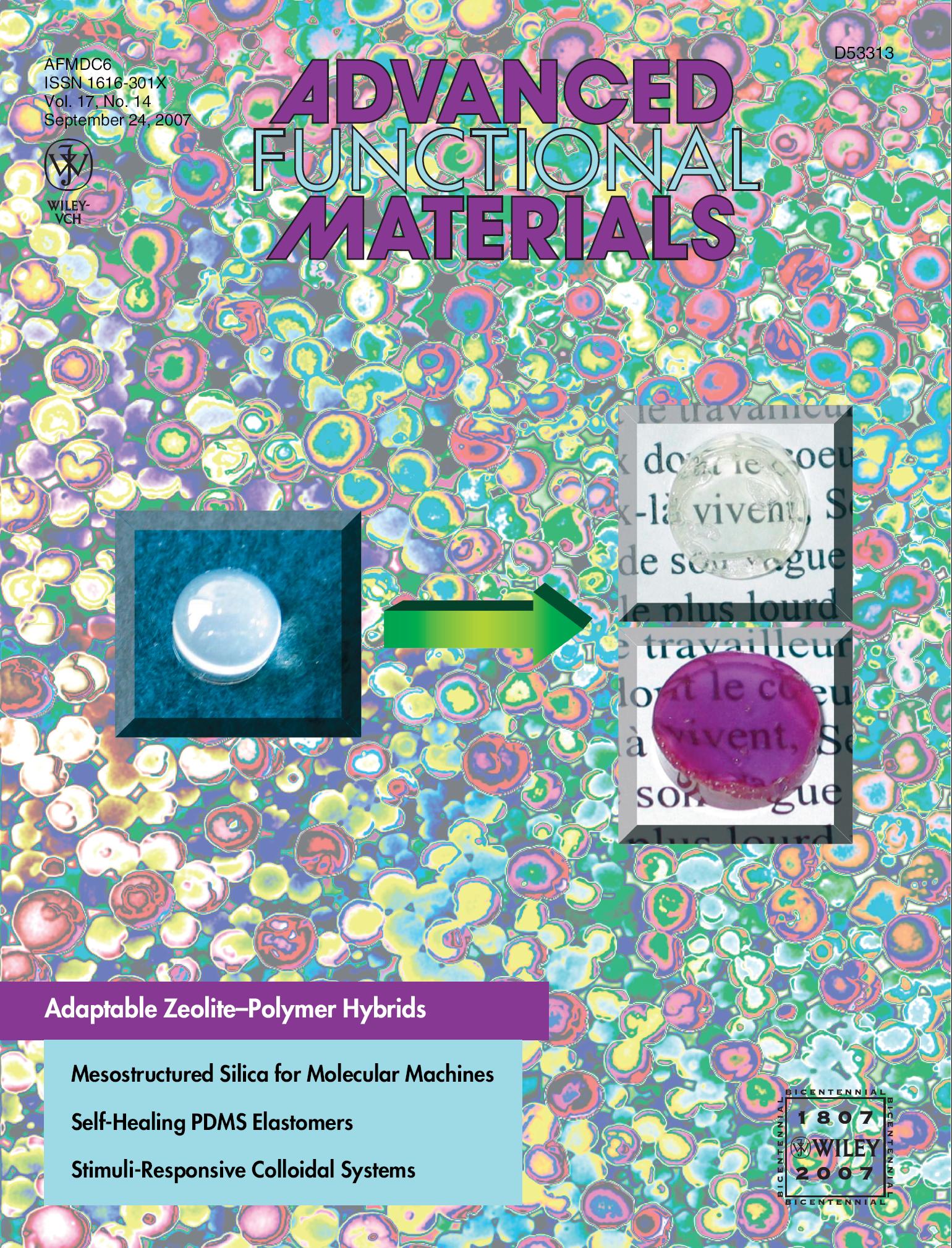 Transparent Zeolite-Polymer Hybrid Materials with Tunable Properties
	Stphane Surez, Andr Devaux, Jorge Banuelos, Olivia Bossart, Andreas Kunzmann, Gion Calzaferri
	Adv. Func. Mater 17, 2007, 2298-2306. 	